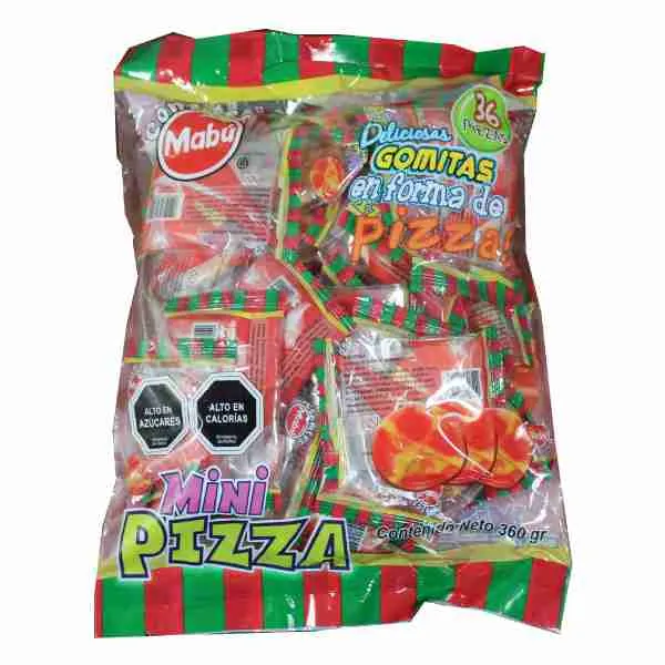 Gomitas mini Pizza Mabú 360gr bolsa 36 uds
