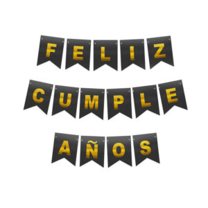 Guirnalda Feco Festivity “Feliz Cumpleaños” dorado y negro 3m