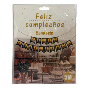 Guirnalda Glam “Feliz Cumpleaños” dorado y negro 5m