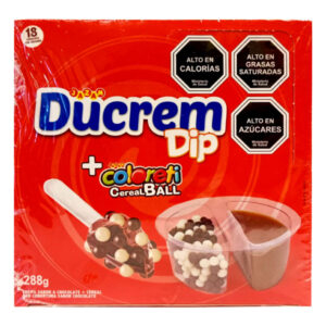 Dulce crema de chocolate Ducrem Dip y cereal Coloreti 18 uds