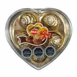 Bombones de chocolate Mabú Corazones dorados caja 5 uds