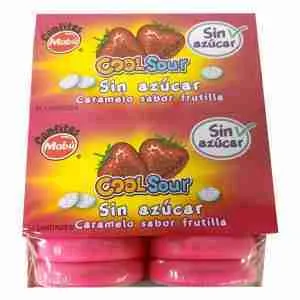 Caramelos Cool Sour Frutilla sin azúcar display 24 uds