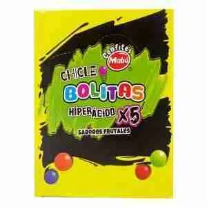 Chicle bolitas Híper Ácido sabores frutales display 24 uds