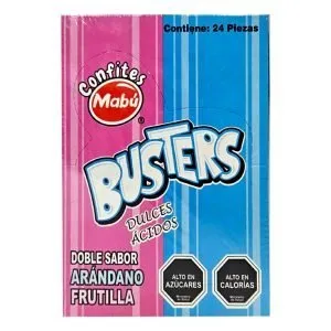Caramelos ácidos Busters Mabú arándano frutilla display 24 uds