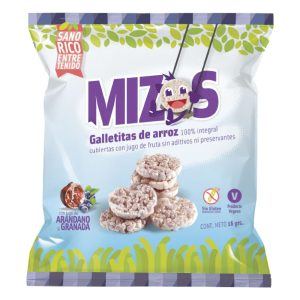 Galletas de Arroz Mizos sabor arándano y granada 16gr