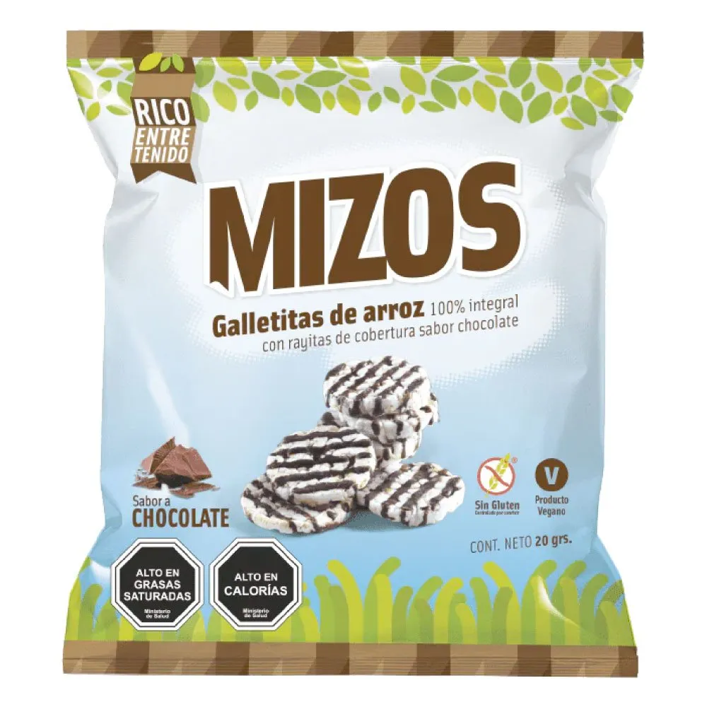 Galletas de arroz Mizos sabor chocolate 20gr