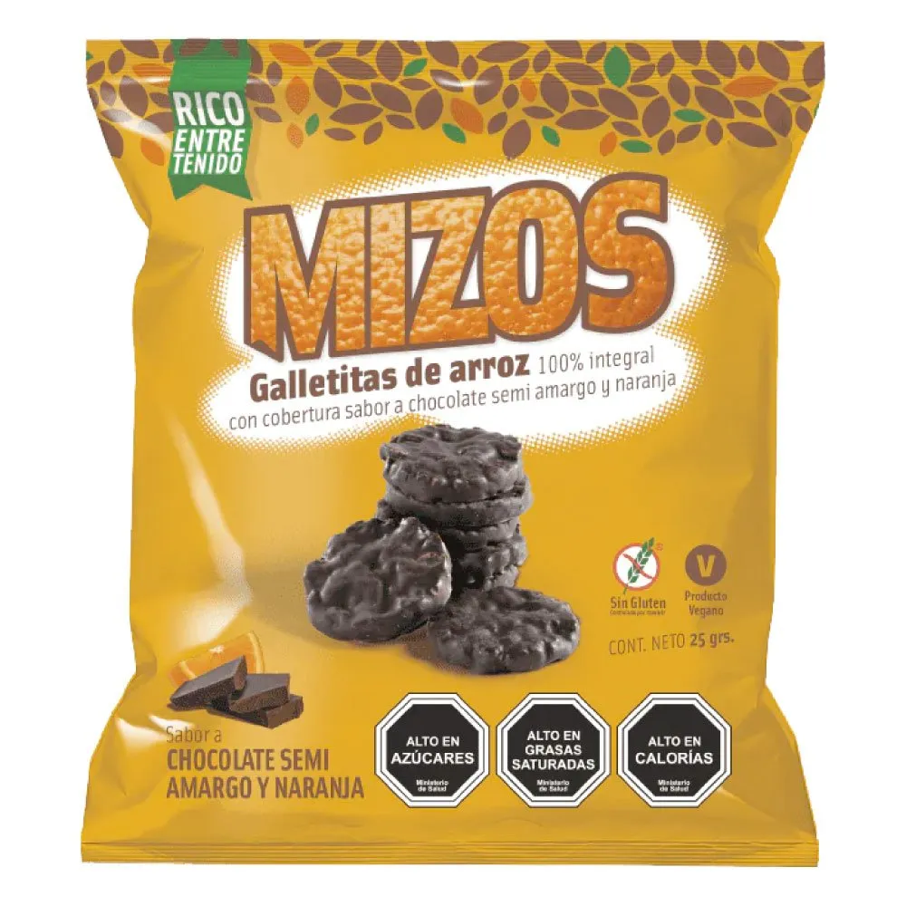 Galletas de arroz Mizos sabor chocolate naranja 25gr