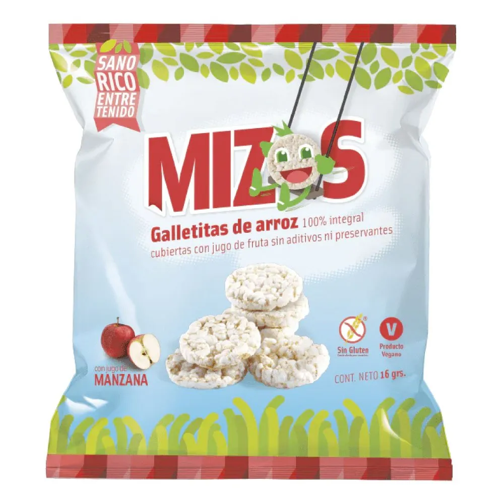 Galletas de arroz Mizos sabor manzana 16gr