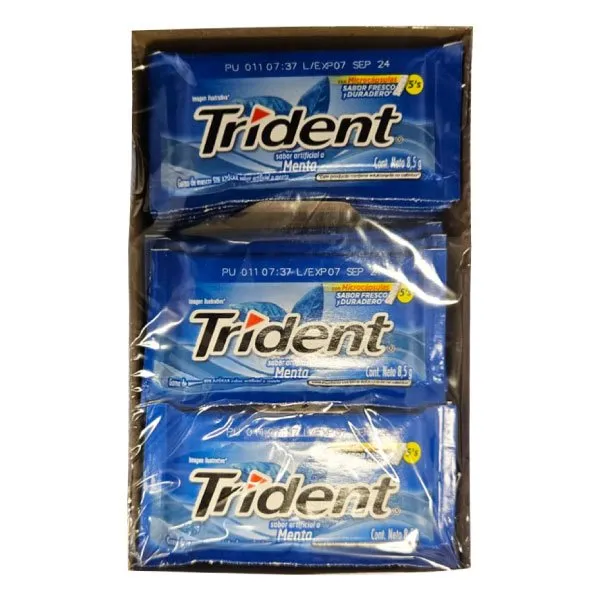 Pack 3 Chicle Trident menta display 18 uds
