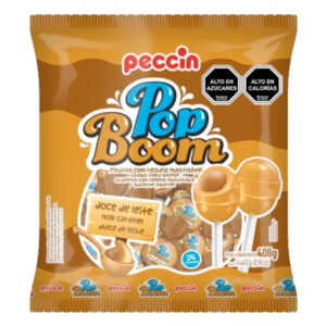 Chupetín Pop Boom dulce de leche relleno masticable 408gr