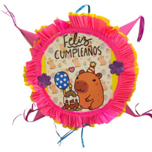 Piñata artesanal 4 puntas Capibara 40×40 cms
