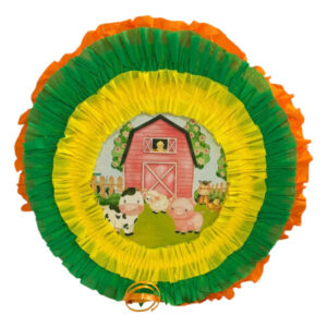 Piñata artesanal redonda Animales de la granja 30×30 cms  N° 1