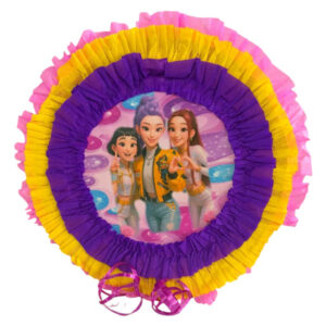 Piñata artesanal redonda Guerreras K-Pop 30×30 cms