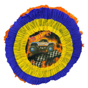 Piñata artesanal redonda Hot Wheels 30×30 cms