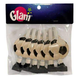 Pito serpentina Glam fútbol 6 uds