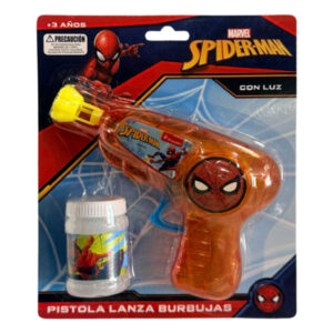 Pistola lanza burbujas con luz Spiderman