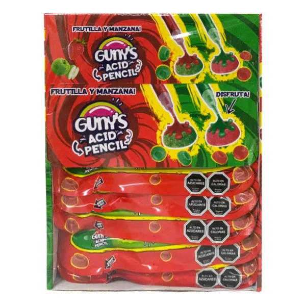 ジョージガンカス　フジモンティ　GSLOT Caramelos Guny's acid pencil 12 uds | Confitería La Mundial