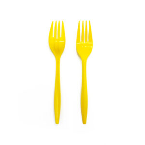 Tenedor plástico Feco Festivity amarillo 20 uds