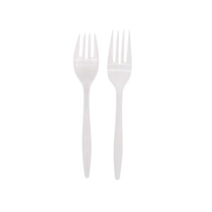 Tenedor plástico Feco Festivity blanco 20 uds