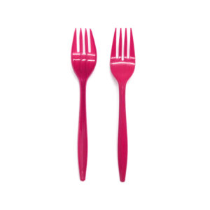Tenedor plástico Feco Festivity fucsia 20 uds