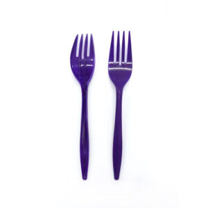 Tenedor plástico Feco Festivity morado 20 uds