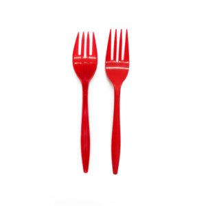 Tenedor plástico Feco Festivity rojo 20 uds