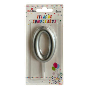 Vela cumpleaños Belina 9cm plateado N° 0