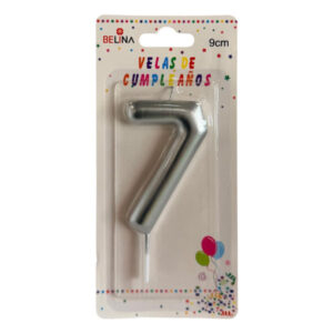 Vela cumpleaños Belina 9cm plateado N° 7