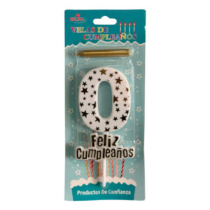 Vela cumpleaños Belina con estrellas doradas N° 0