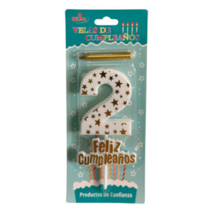 Vela cumpleaños Belina con estrellas doradas N° 2