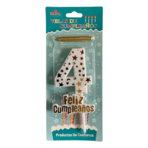 Vela cumpleaños Belina con estrellas doradas N° 4