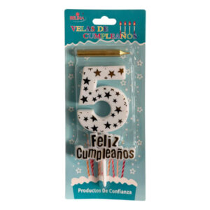 Vela cumpleaños Belina con estrellas doradas N° 5