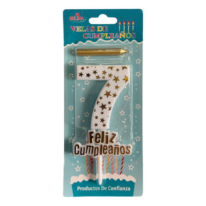 Vela cumpleaños Belina con estrellas doradas N° 7