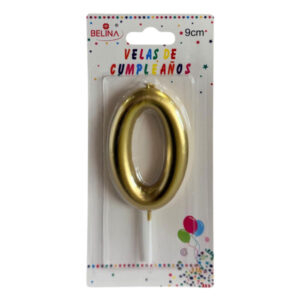 Vela cumpleaños Belina 9cm dorado N° 0