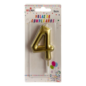 Vela cumpleaños Belina 9cm dorado N° 4