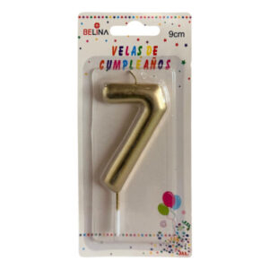 Vela cumpleaños Belina 9cm dorado N° 7