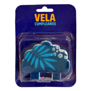 Vela cumpleaños Carnaval diseño azul con hoja celeste y blanco