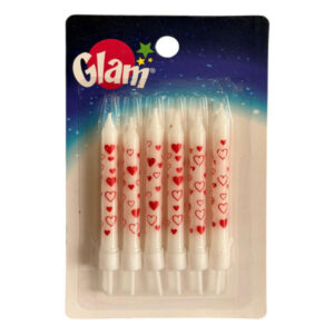 Vela cumpleaños Glam diseño corazones 6 uds