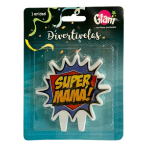 Vela cumpleaños Glam divertivelas “Súper Mamá”