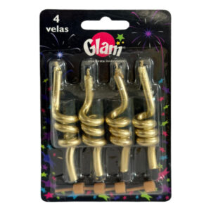 Vela cumpleaños Glam espirales doradas 4 uds