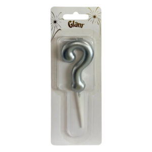 Vela cumpleaños Glam signo “?” plateado
