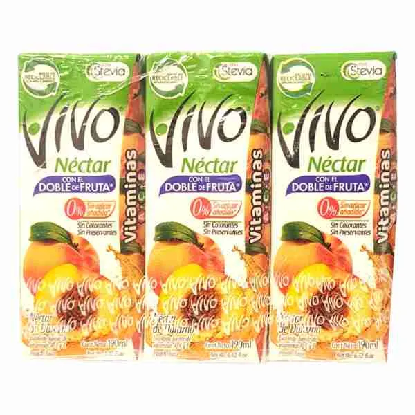Jugo néctar Vivo Durazno 190ml 24 uds