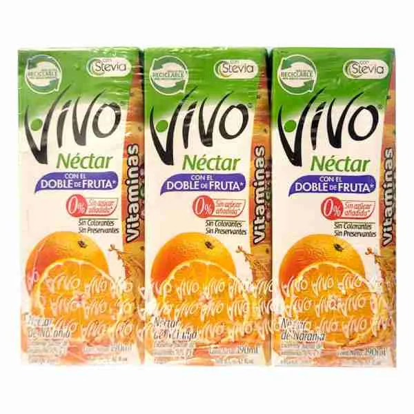 Jugo néctar Vivo Naranja 190ml 24 uds