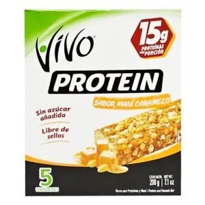 Barras cereal Vivo Protein maní caramelo display 5 uds